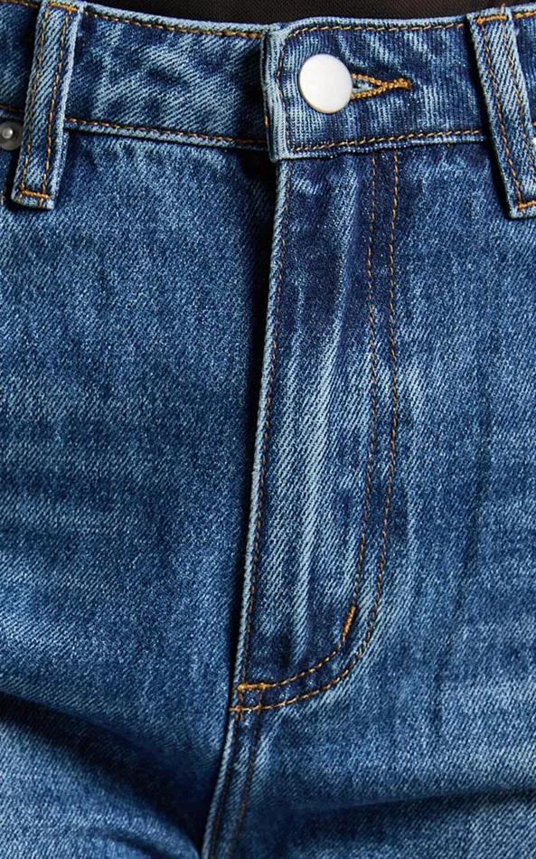Showpo Billie Jeans 8211 High Waisted Recycled Cotton Mom Denim Jeans In Dark Blue Wash Women Curve Clothes