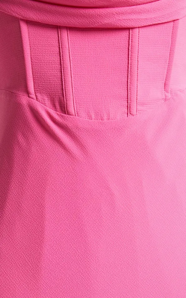 Showpo Blair Midi Dress 8211 Corset Detail Thigh Split Dress In Pink Women Dresses