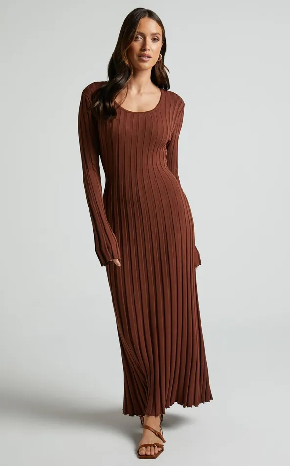 Showpo Blaire Midi Dress 8211 Long Sleeve Tie Back Flare Dress In Chocolate Women Curve Clothes Showpo Blaire Midi Dress 8211 Long Sleeve Tie Back Flare Dress In Chocolate Women Curve Clothes