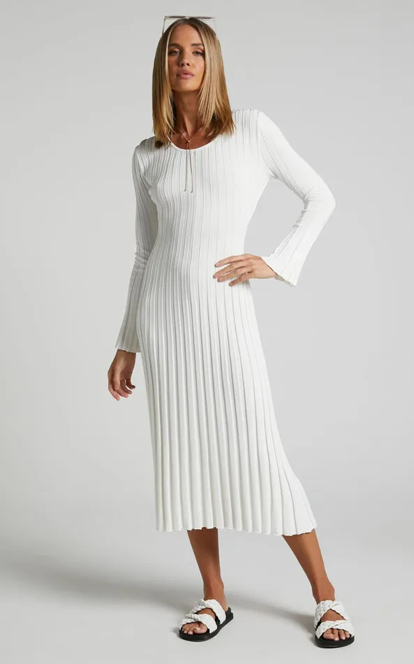 Showpo Blaire Midi Dress 8211 Long Sleeve Tie Back Flare Dress In Ivory Women Dresses Showpo Blaire Midi Dress 8211 Long Sleeve Tie Back Flare Dress In Ivory Women Dresses