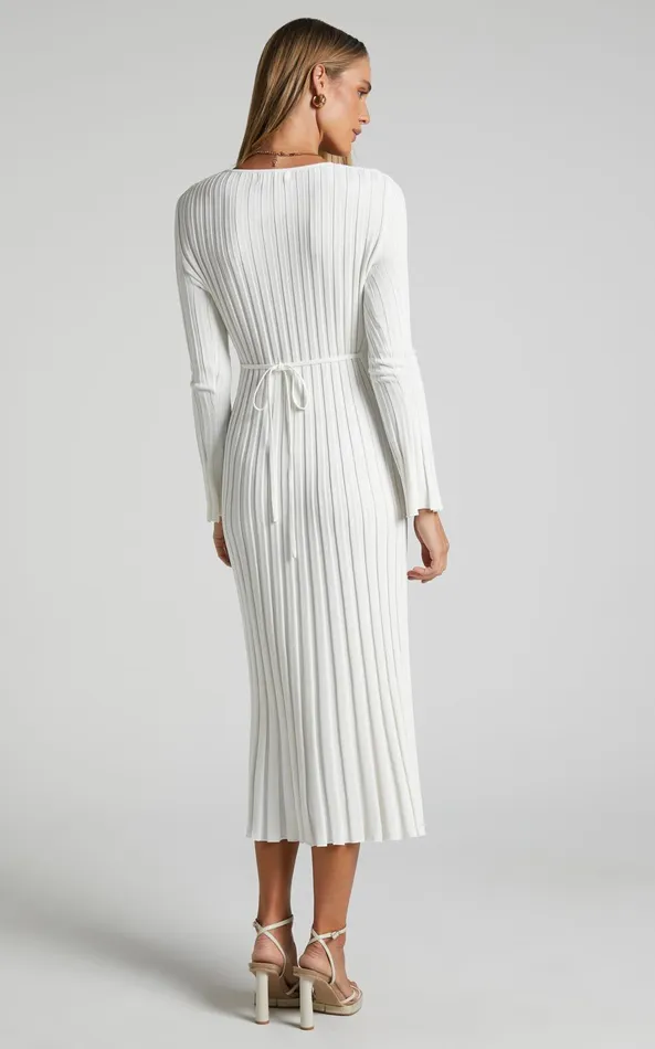 Showpo Blaire Midi Dress 8211 Long Sleeve Tie Back Flare Dress In Ivory Women Dresses Showpo Blaire Midi Dress 8211 Long Sleeve Tie Back Flare Dress In Ivory Women Dresses