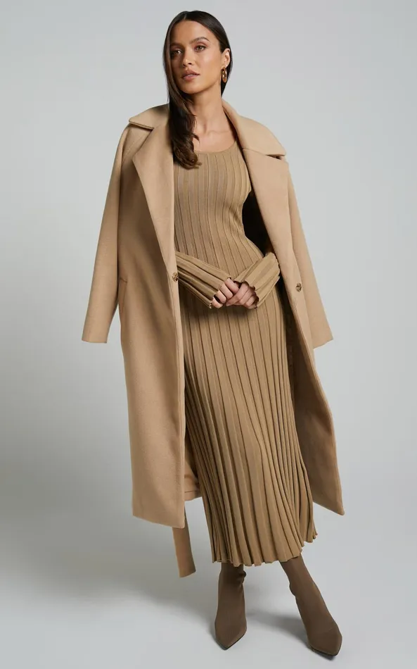 Showpo Blaire Midi Dress 8211 Long Sleeve Tie Back Flare Dress In Roasted Cashew Women Dresses Showpo Blaire Midi Dress 8211 Long Sleeve Tie Back Flare Dress In Roasted Cashew Women Dresses