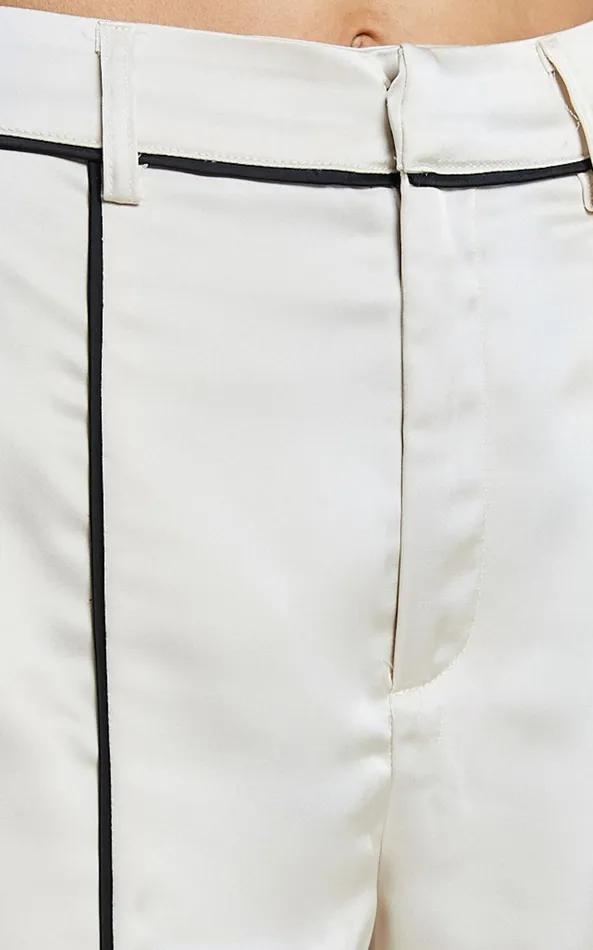 Showpo Bobbie Pants 8211 High Waist Contrast Piping Pants In Oyster Women Pants