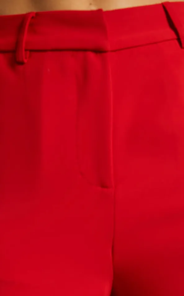 Showpo Bonnie Pants 8211 High Waisted Tailored Wide Leg Pants In Red Women Curve Clothes