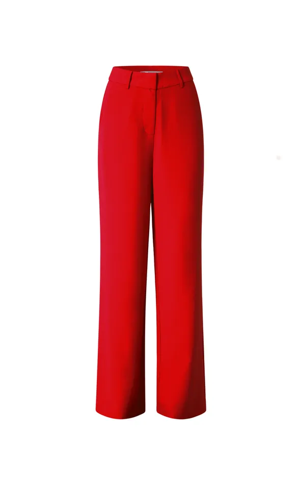 Showpo Bonnie Pants 8211 High Waisted Tailored Wide Leg Pants In Red Women Curve Clothes