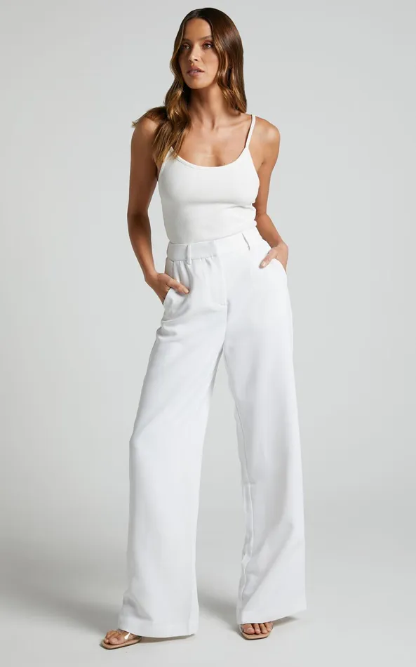 Showpo Bonnie Pants 8211 High Waisted Tailored Wide Leg Pants In White Women Curve Clothes Showpo Bonnie Pants 8211 High Waisted Tailored Wide Leg Pants In White Women Curve Clothes