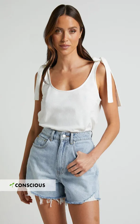 Showpo Bonnie Top 8211 Tie Strap Scoop Neck Cami In White Women Tops