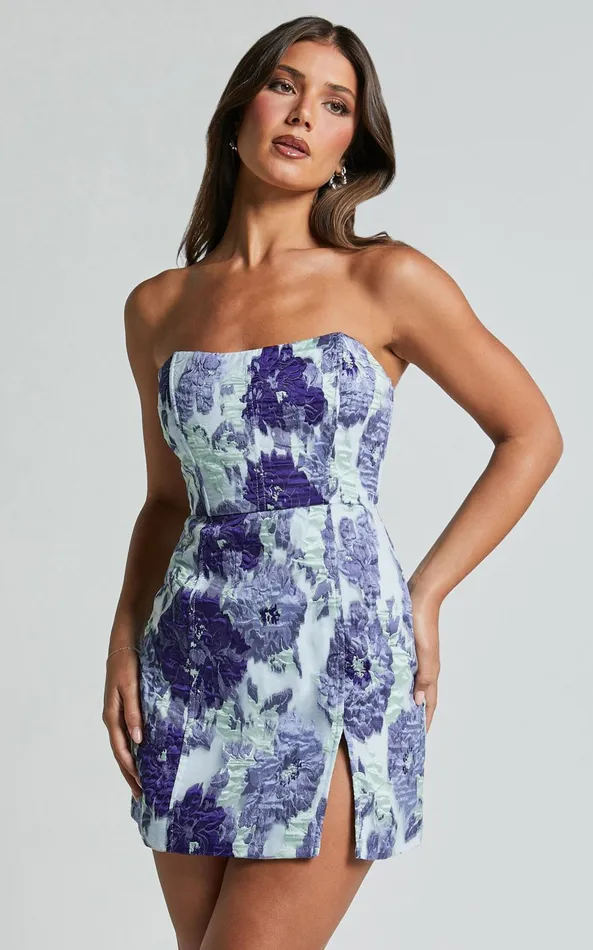 Showpo Brailey Mini Dress 8211 Strapless Dress In Wisteria Women Dresses