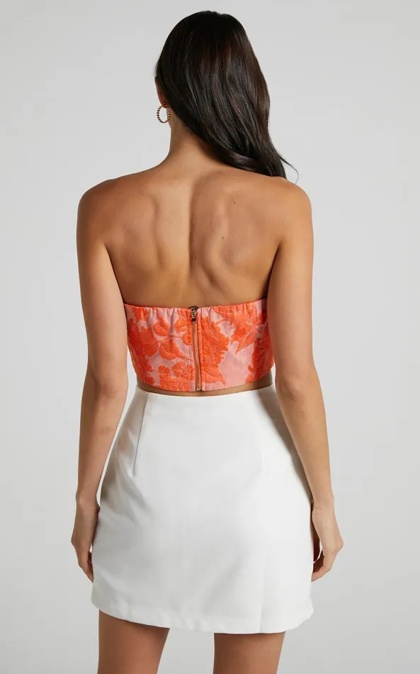 Showpo Brailey Top 8211 Bustier Top In Orange Jacquard Women Curve Clothes