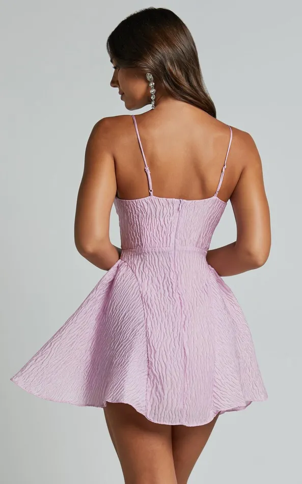 Showpo Brandi Mini Dress 8211 Bust Cup Full Hem Textured Jacquard Mini Dress In Light Pink Women Dresses