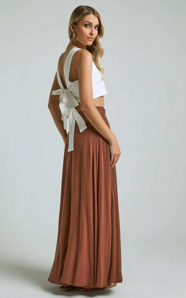 Showpo Break A Leg Maxi Skirt 8211 Wrap Tie Skirt In Espresso Women Skirts
