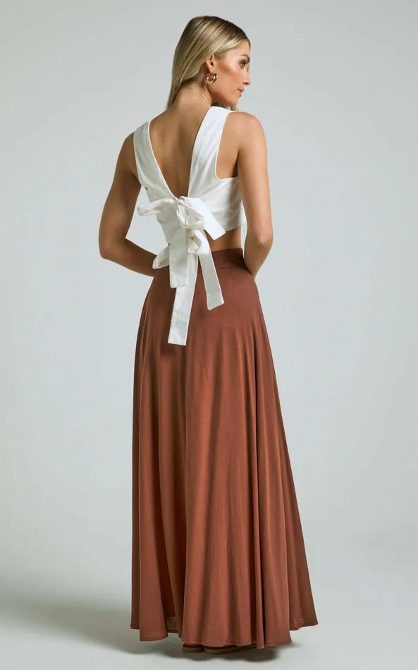 Showpo Break A Leg Maxi Skirt 8211 Wrap Tie Skirt In Espresso Women Skirts