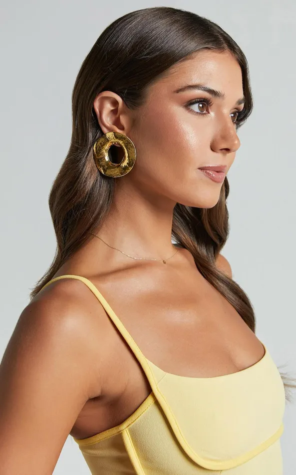 Showpo Breann Statement Earrings In Gold Women Earrings