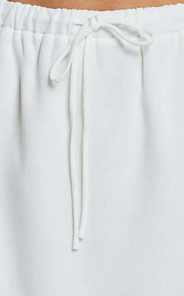 Showpo Bree Midi Skirt 8211 Tie Waist Linen Look A Line Skirt In White Women Skirts