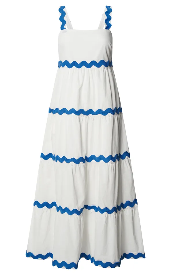 Showpo Brenda Midi Dress 8211 Sleeveless Straight Neck Wave Detail A Line Dress In White Women Dresses