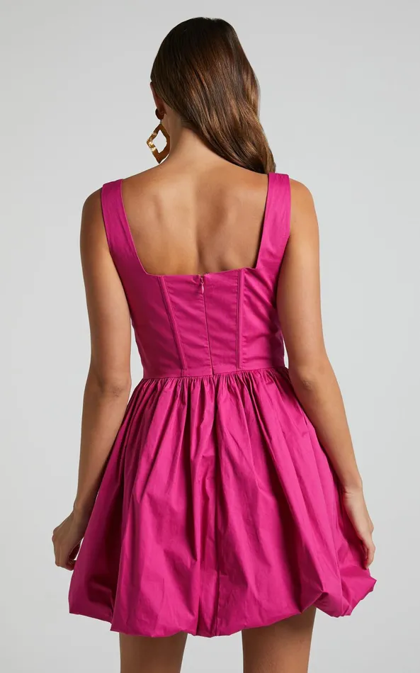 Showpo Brianda Mini Dress 8211 Corset Bodice Bubble Hem Dress In Berry Women Dresses