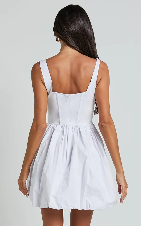 Showpo Brianda Mini Dress 8211 Corset Bodice Bubble Hem Dress In White Women Dresses