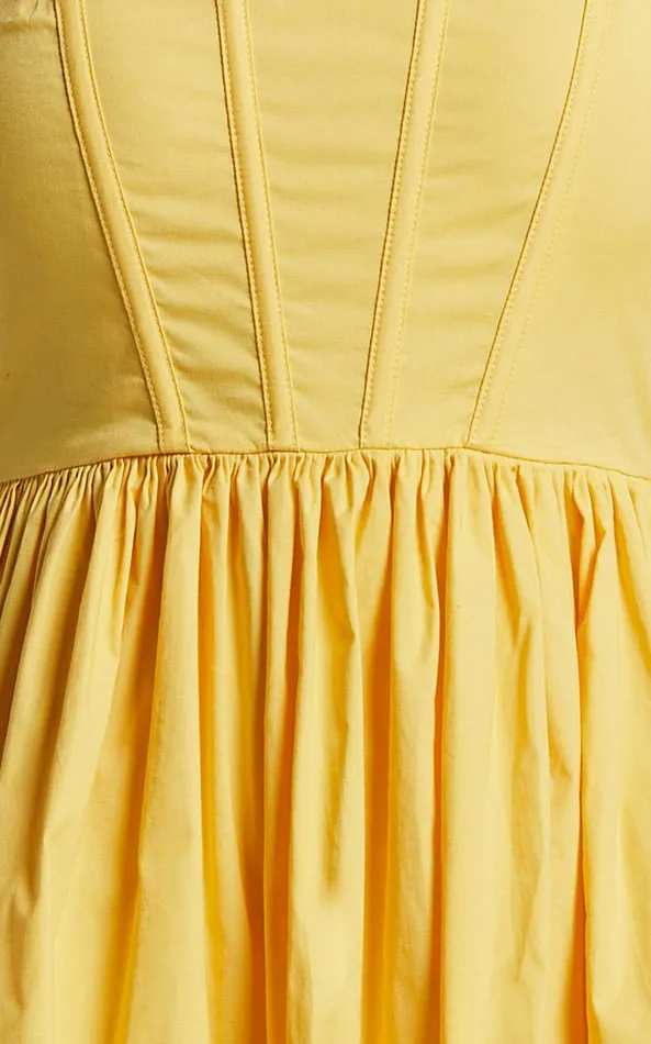 Showpo Brianda Mini Dress 8211 Corset Bodice Bubble Hem Dress In Yellow Women Dresses