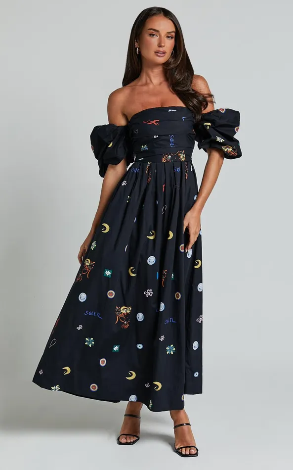 Showpo Brianna Maxi Dress 8211 Off Shoulder Dress In Black Print Women Dresses Showpo Brianna Maxi Dress 8211 Off Shoulder Dress In Black Print Women Dresses
