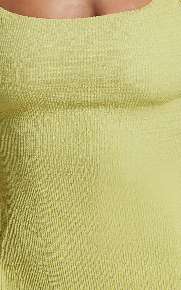 Showpo Brie Midi Dress 8211 Scoop Neck Knit Slip Dress In Chartreuse Women Dresses