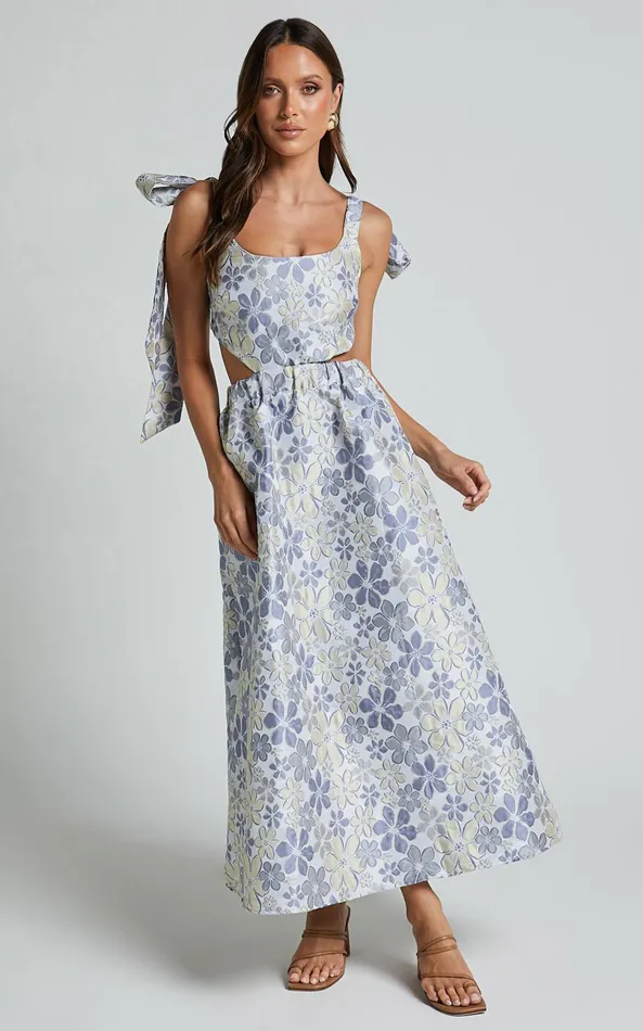 Showpo Briella Midi Dress 8211 Adjustable Strap Side Cut Out A Line Dress In Blue Women Dresses Showpo Briella Midi Dress 8211 Adjustable Strap Side Cut Out A Line Dress In Blue Women Dresses