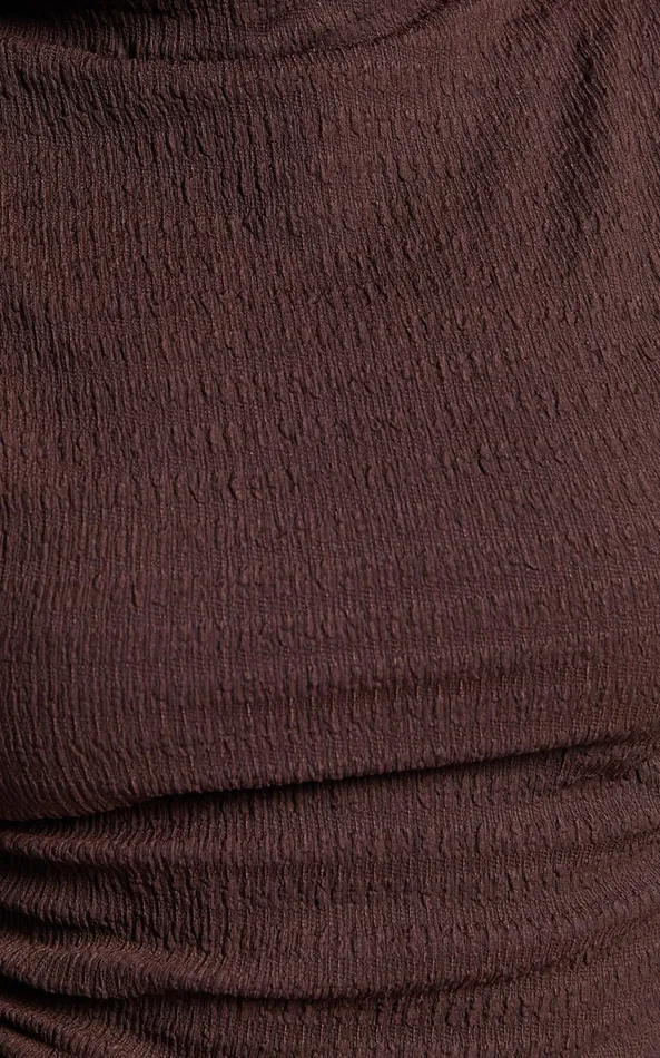 Showpo Brionne Top 8211 High Neck Cap Sleeve Top In Dark Oak Women Curve Clothes