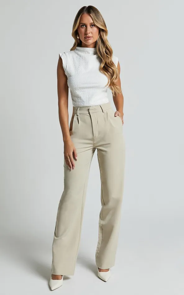 Showpo Brionne Top 8211 High Neck Cap Sleeve Top In White Women Curve Clothes