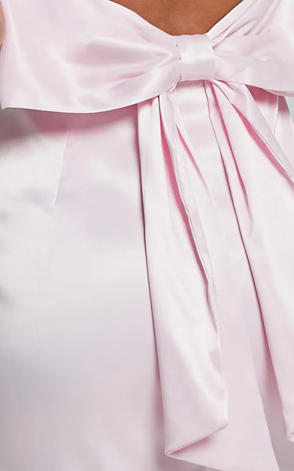 Showpo Britany Maxi Dress 8211 Halter Neck Backless Ribbon Detail Fit And Flare Dress In Pink Women Dresses