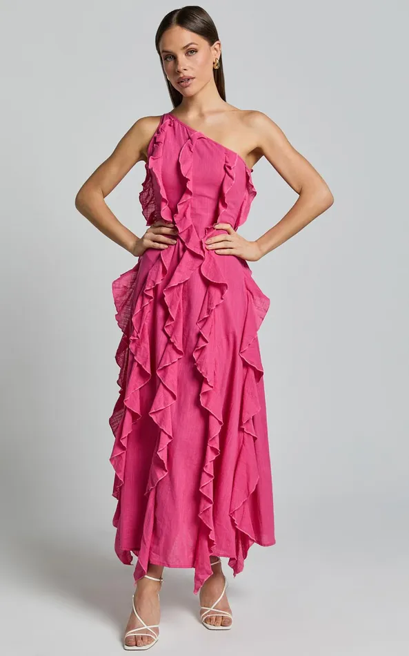 Showpo Britney Maxi Dress 8211 One Shoulder Ruffle Detail Dress In Pink Women Dresses Showpo Britney Maxi Dress 8211 One Shoulder Ruffle Detail Dress In Pink Women Dresses