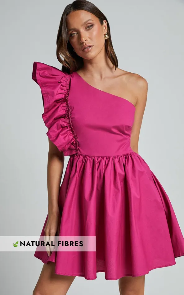 Showpo Brodie Mini Dress 8211 One Shoulder Frill Dress In Raspberry Women Dresses Showpo Brodie Mini Dress 8211 One Shoulder Frill Dress In Raspberry Women Dresses