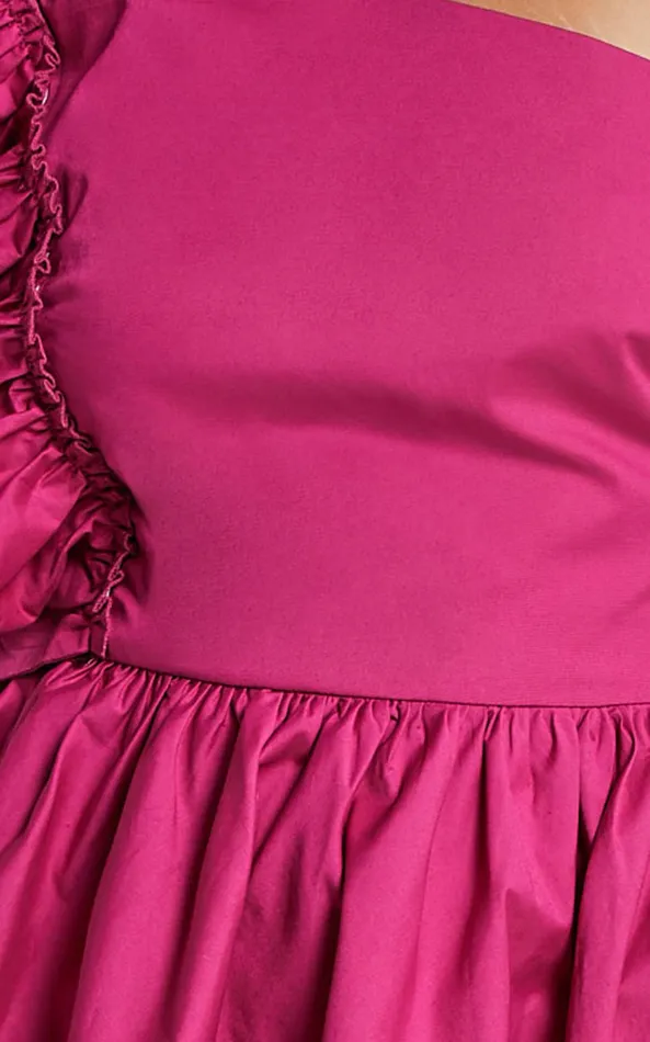 Showpo Brodie Mini Dress 8211 One Shoulder Frill Dress In Raspberry Women Dresses