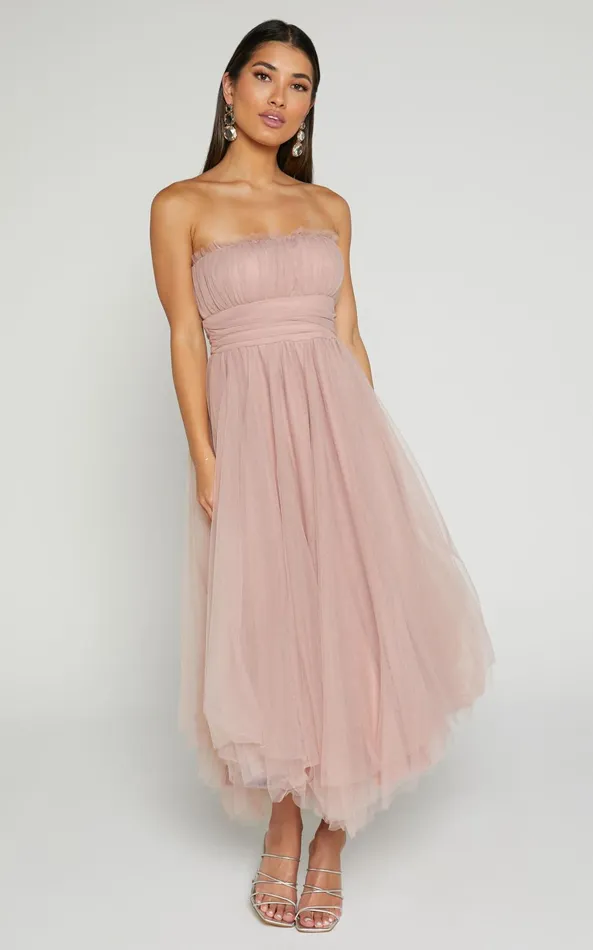 Showpo Brooke Midi Dress 8211 Tulle Frill Detail Midi Dress In Blush Women Dresses Showpo Brooke Midi Dress 8211 Tulle Frill Detail Midi Dress In Blush Women Dresses