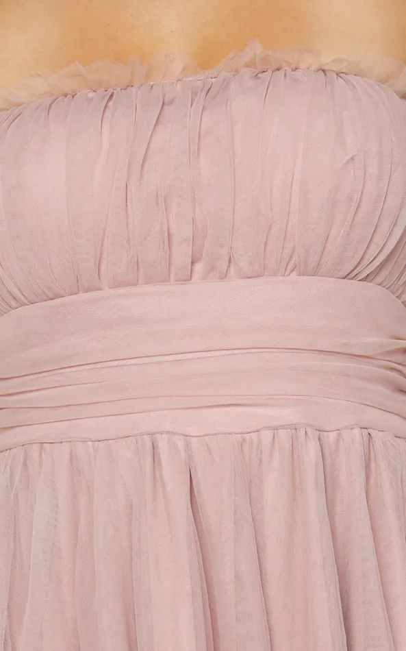 Showpo Brooke Midi Dress 8211 Tulle Frill Detail Midi Dress In Blush Women Dresses