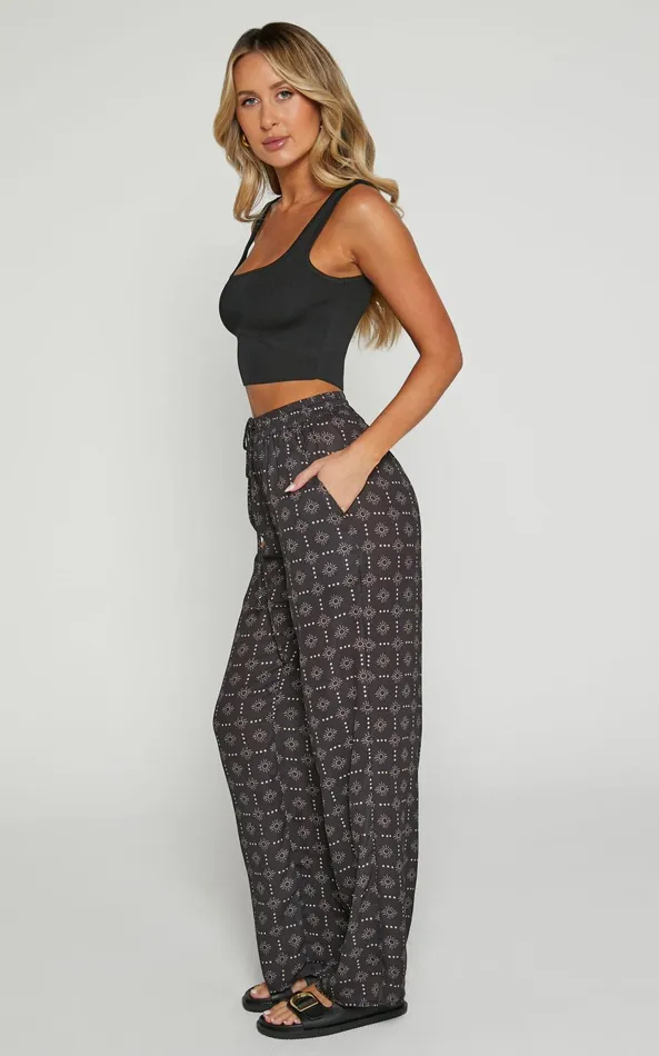 Showpo Brunita Pants 8211 Mid Waisted Relaxed Elastic Waist Pants In Sol De Cruz Women Curve Clothes