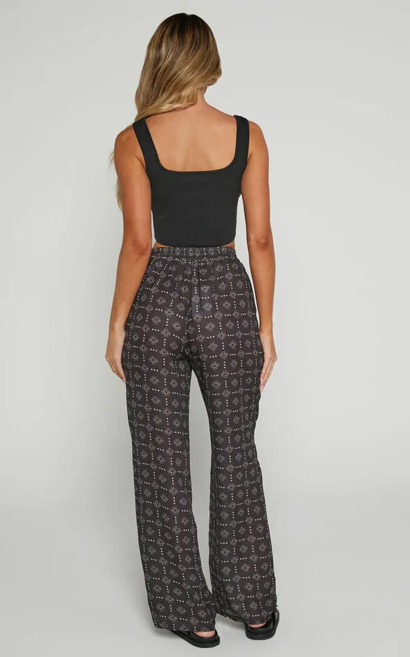 Showpo Brunita Pants 8211 Mid Waisted Relaxed Elastic Waist Pants In Sol De Cruz Women Curve Clothes
