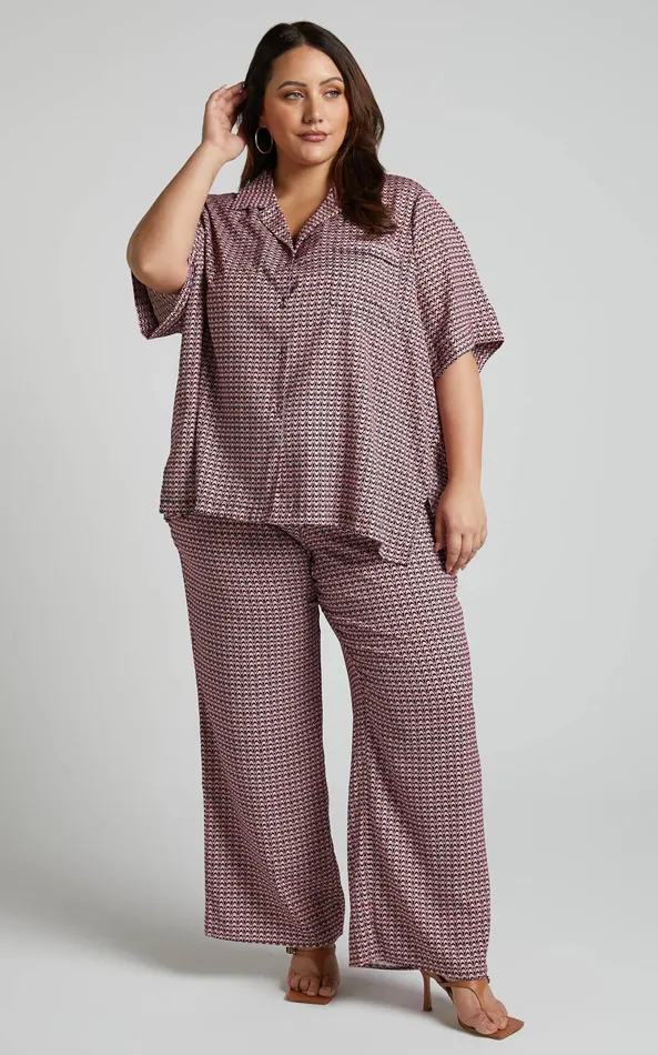 Showpo Brunita Shirt 8211 Relaxed Short Sleeve Shirt In Pink Wave Women Tops