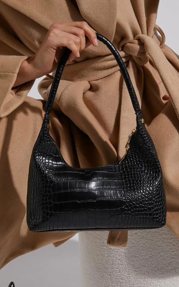 Showpo Brunswick Shoulder Bag In Black Croc Women Bags