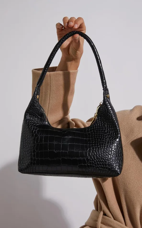Showpo Brunswick Shoulder Bag In Black Croc Women Bags Showpo Brunswick Shoulder Bag In Black Croc Women Bags