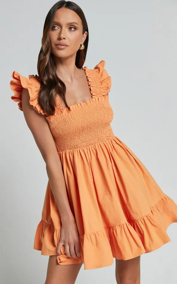 Showpo Brynlee Mini Dress 8211 Elastic Chest Flutter Sleeve Hem Dress In Mandarin Women Dresses Showpo Brynlee Mini Dress 8211 Elastic Chest Flutter Sleeve Hem Dress In Mandarin Women Dresses