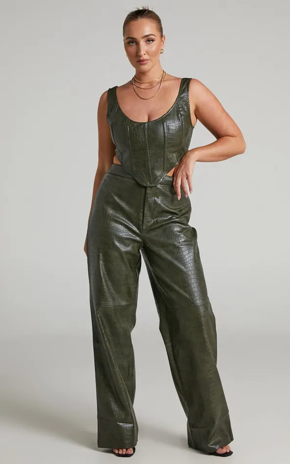 Showpo BY DYLN 8211 High Waisted Apollo Pants In Dark Green Women Pants