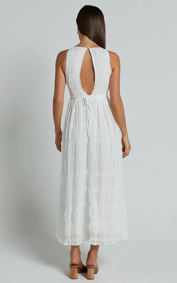 Showpo Cade Maxi Dress 8211 High Neck Sleeveless A Line Dress In White Women Dresses