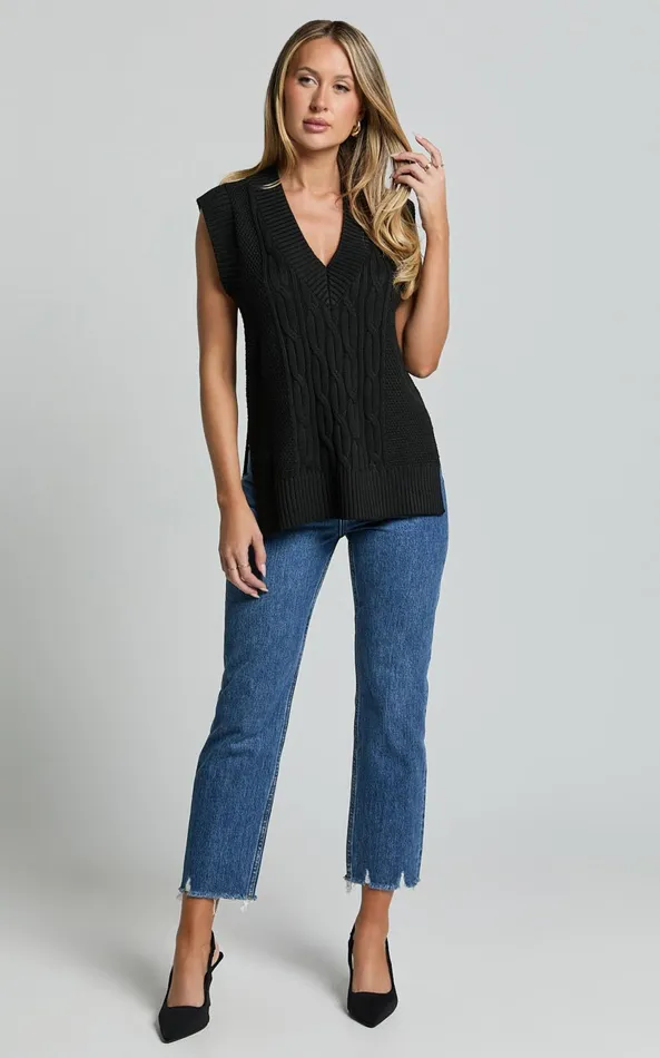 Showpo Cadha Vest 8211 Knit Vest In Black Women Curve Clothes Showpo Cadha Vest 8211 Knit Vest In Black Women Curve Clothes