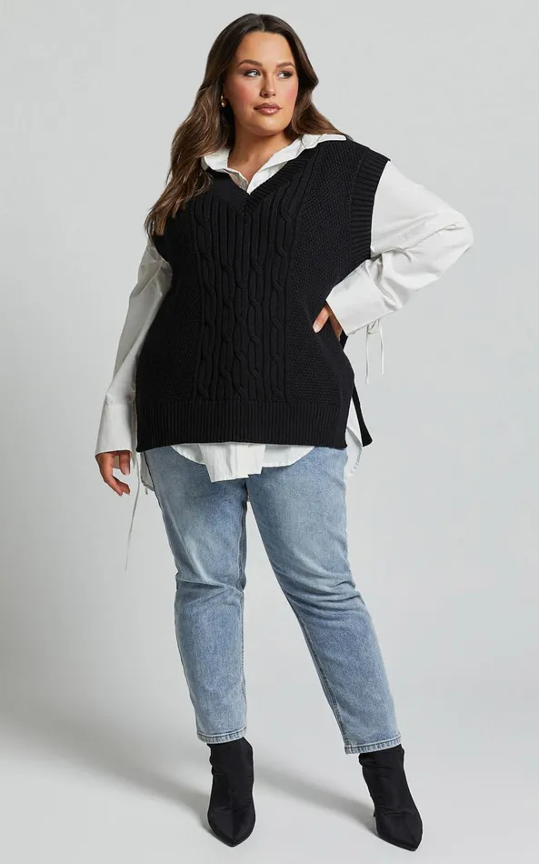 Showpo Cadha Vest 8211 Knit Vest In Black Women Curve Clothes Showpo Cadha Vest 8211 Knit Vest In Black Women Curve Clothes