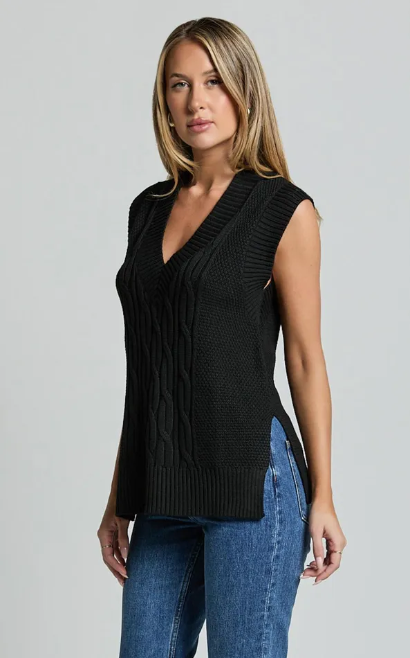 Showpo Cadha Vest 8211 Knit Vest In Black Women Curve Clothes Showpo Cadha Vest 8211 Knit Vest In Black Women Curve Clothes
