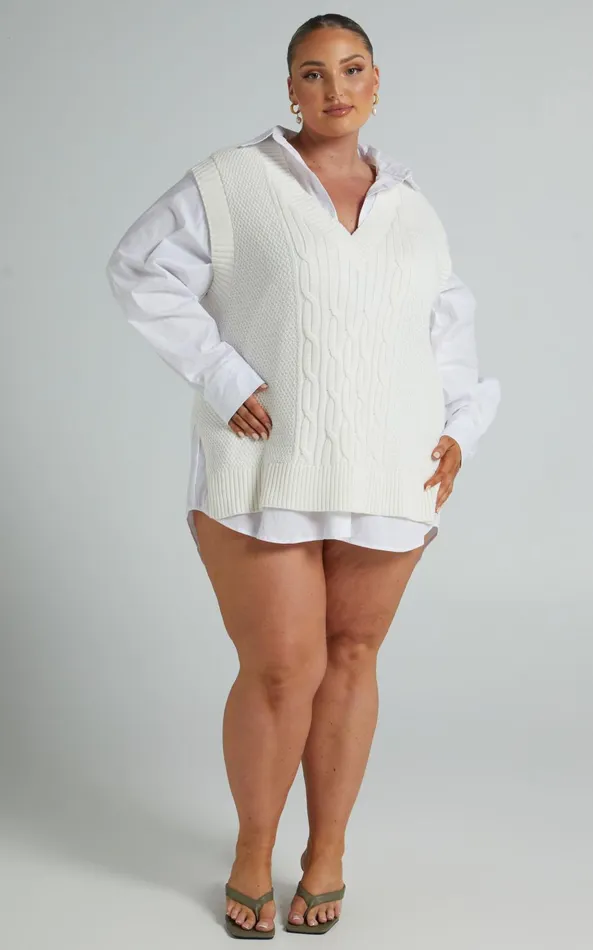 Showpo Cadha Vest 8211 Knit Vest In Cream Women Curve Clothes