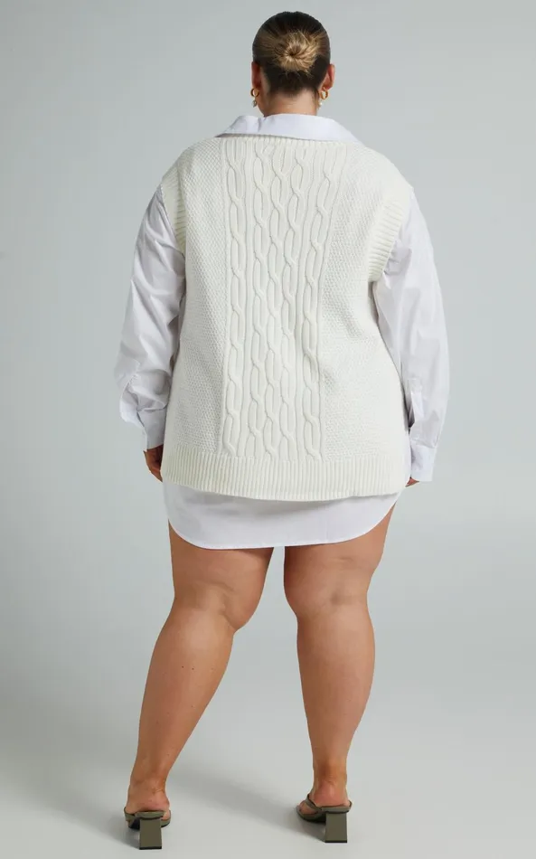 Showpo Cadha Vest 8211 Knit Vest In Cream Women Curve Clothes