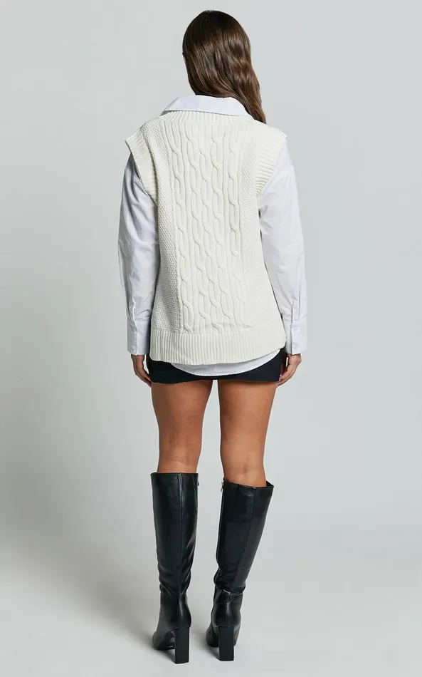 Showpo Cadha Vest 8211 Knit Vest In Cream Women Curve Clothes