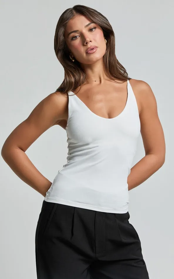 Showpo Cady Top 8211 Scoop Neck Top In White Women Basics