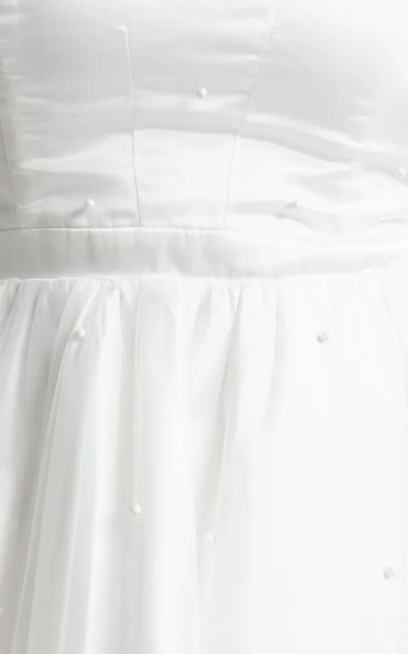 Showpo Cailene Mini Dress 8211 Strapless Bow Train Fit And Flare Dress In Ivory Women Dresses