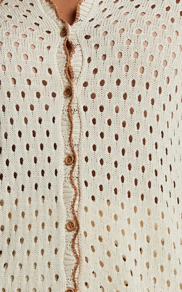 Showpo Caja Shirt 8211 Button Up Wavy Hem Knit Shirt In NutmegShell Women Knitwear